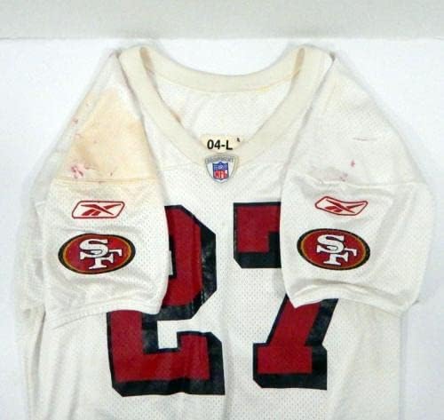 2004-ben a San Francisco 49ers Joselio Hanson 27 Játékban Használt Fehér Gyakorlat Jersey 386 - Aláíratlan NFL Játék