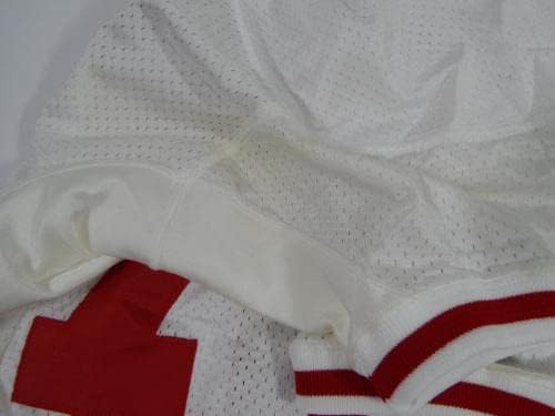 1995-ben a San Francisco 49ers Oliver Barnett 72 Játék Kiadott Fehér Jersey 52 DP34386 - Aláíratlan NFL Játék Használt