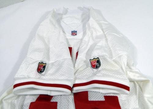 1995-ben a San Francisco 49ers Oliver Barnett 72 Játék Kiadott Fehér Jersey 50 DP34395 - Aláíratlan NFL Játék Használt