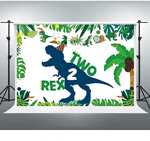 ZARROUEA 7X5FT Dinoszaurusz Két-Rex Szülinapi Hátteret Dzsungel Téma a Safari Állatok 2 Éves Háttér Banner a Fiú Boldog