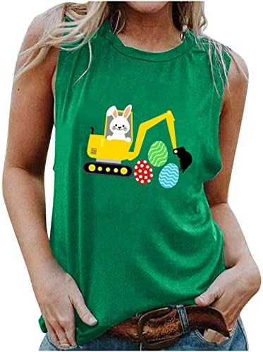 Húsvéti Ing Nők Húsvéti Nyuszi T-Shirt Aranyos Rabbit Graphic Tee Ünnep Ujjatlan Trikó
