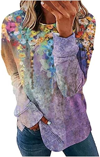 Melegítőfelső a Nők, Alkalmi Virágos Printed Hosszú Ujjú Sleeve Pulóver Maximum Laza Fit Tunika Blúz