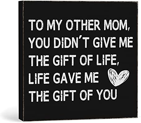 A Másik Anya, az Élet Adott Nekem az Ajándék Fekete Fa Doboz Alá, Szülinapi Ajándék Anyunak, Fából készült Emléktábla