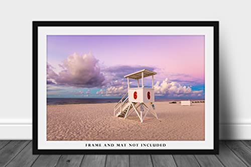 Tengerparti Fotózás Print (keret nélkül) Kép Életmentő Szék Napkeltekor a Homokos Strandtól Orange Beach, Alabama Gulf