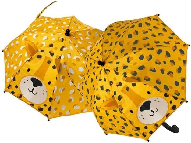 Floss & Rock 3D Színes Változó Leopárd Design Gyerek Esernyő, 22 Hüvelykes, Sárga