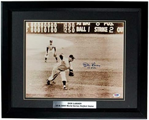 Ne Larsen New York Yankees Aláírt Keretes 11x14 Fotó PSA/DNS F61665 - Dedikált MLB Fotók
