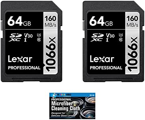 Lexar 128GB Szakmai 1066x SDXC Class 10 UHS-én Memória Kártya 2-Pack Csomag Mikroszálas kendő