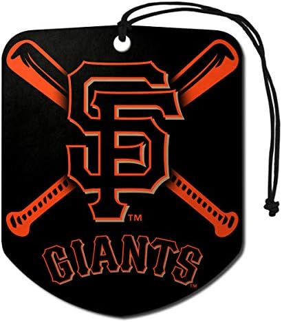 FANMATS 61556 MLB San Francisco Giants Lógó Autó Illatosító, 2 Csomag, Fekete Jég Illat, Szag Eliminator, Pajzs Design