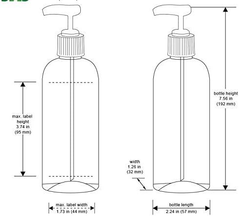 Baire Üveg - 6 oz Tiszta Cosmo Ovális Üres Műanyag Palackokat Fehér Szivattyúk, Virágos Vízálló Címkék Újratölthető