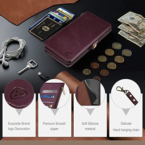 XcaseBar Moto G Stylus 5G Tárca az esetben a Hitelkártya Birtokos【RFID-Blokkoló】 Cipzár Folio Flip Book PU Bőr Telefon