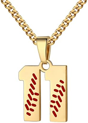 HattiDoris Baseball Száma Nyakláncot Fiú 00-99 Sportolók Jersey-i Száma Nyaklánc, Rozsdamentes Acél, Aranyozott Lánc