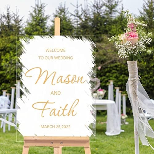 Testreszabható Esküvői Üdvözlő Táblát, Fehér, illetve Arany Elegáns Akril Esküvői Jel a Modern Esküvői Fogadás Alá Vétel