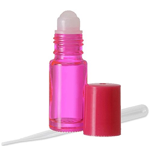 Grand Parfums Üres Rózsaszín Rollon Dram Üveg - Újratölthető Színes Aromaterápiás illóolaj Roll - Ömlesztett - 1 Dram-Pack