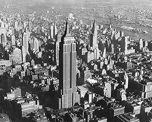Empire State & Chrysler Building New York 11x14 Ezüst-Halogenid-Fotó Nyomtatás