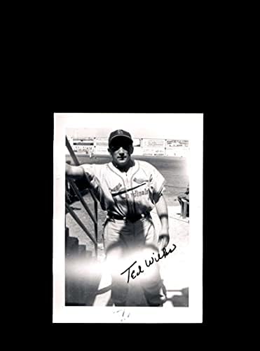 Ted Wilks SZÖVETSÉG Coa Aláírt Vintage 4x5 1950-es St. Louis Cardinals Eredeti Fotó Autogramot