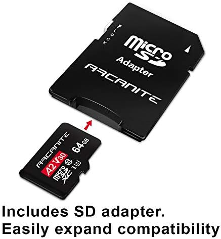 ARCANITE microSDXC 64GB Memória Kártya Adapter - A2, UHS-én U3, V30, 4K, C10, Micro SD, Optimális olvasási sebességet