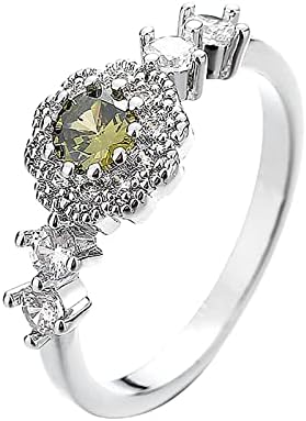 2023 Gyönyörű Olíva Zöld Cirkon Gyűrű a Nők, Eljegyzési Gyűrű, Ékszerek, Ajándékok Régi Drágakő Gyűrű (Ezüst, 6)