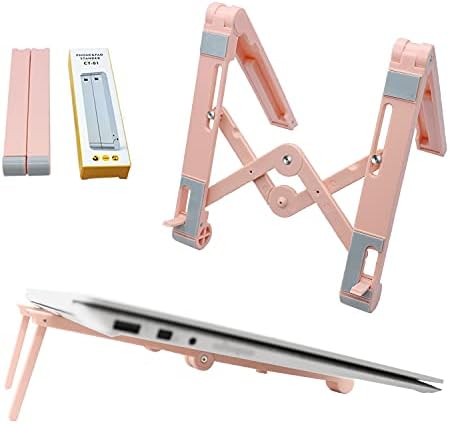 Állítható Laptop Állvány, Hordozható Asztali Tartót 3 az 1-ben Laptop Kelő Jogosult a Telefon,Ipad, Számítógép (Rózsaszín)