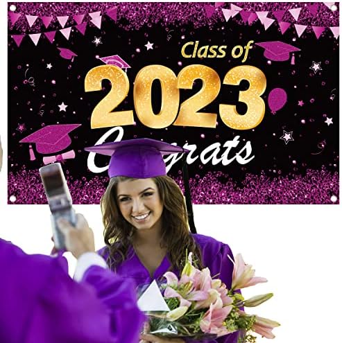 Érettségi Banner 2023 Lila Ballagás Dekoráció 2023 Congrats Grad Banner Hátteret Osztály 2023 Banner Érettségi Parti