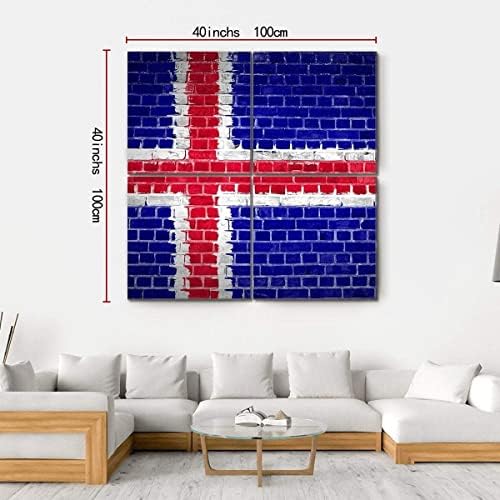ERGO valamint Izland Zászlót Festett Egy téglafal Fal Művészet Lenyűgöző Feszített Festmény Kész Lógni lakberendezés