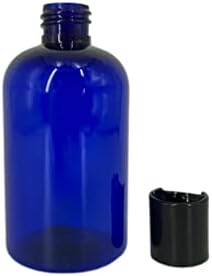 4 oz Kék Boston Műanyag Palackok -12 Pack Üres Üveget Újratölthető - BPA Mentes - illóolaj - Aromaterápia | Fekete Nyomja
