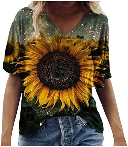 Virágos Maximum a Nők Plus Size Színes Nyomtatás Póló Tshirts Rövid Ujjú, V-Nyak Grafikus Blúz, Ing, Nyári