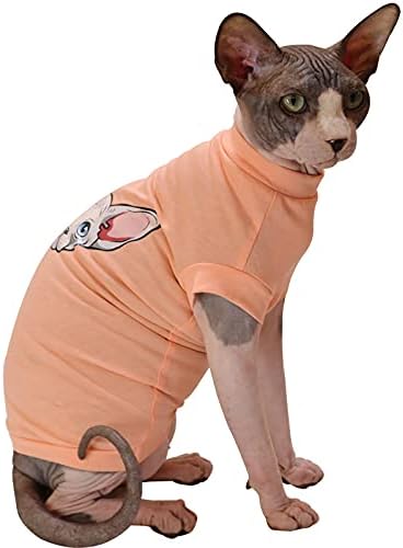 Szfinx macska Fejét a Nyomtatás Pamut Ujjatlan T-Shirt Tiszta Színű Ruhát Cats &Dogs (X Kicsi(