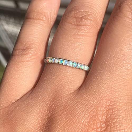 2023 Gyönyörű Opál Gyűrű a Nők, Eljegyzési Gyűrű, Ékszerek, Ajándékok, 5-ös Méretű Gyűrűk (Fehér, 9)