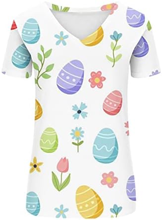 V-Nyak Húsvéti Pólók Női 2023 Ünnep Tunika Maximum Vicces, Aranyos Nyuszi Grafikus Póló Rövid Ujjú Nyári Tshirt