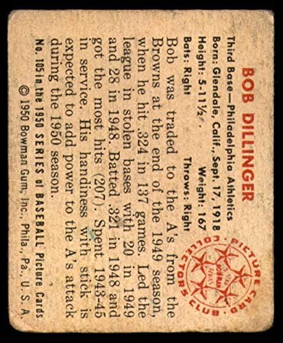 1950 Bowman 105 Bob Dillinger Philadelphia Atlétika (Baseball Kártya) SZEGÉNY Atlétika