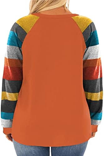 ROSRISS Női Plusz Méretű Hosszú Ujjú Tunika Sleeve Colorblock Csíkos Póló