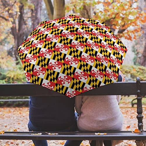 Maryland Zászló 3 Redők Utazási Esernyő Anti-UV Szélálló Esernyők Divatos Auto Nyitott Esernyő