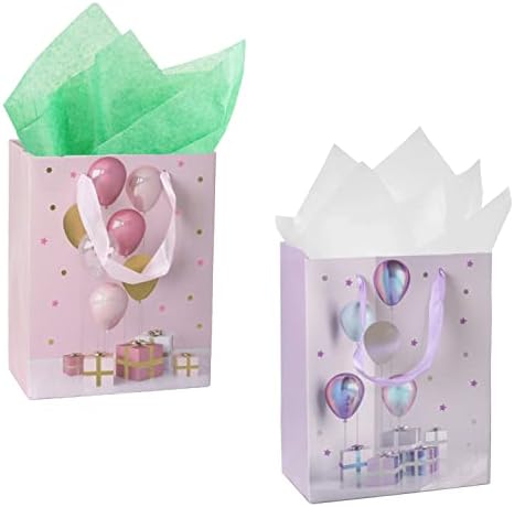 BaShiDer Születésnapi Ajándék Táska Szövet, Papír 12.6x10.23x3.93 inch-es Lufi Baby Shower Papír Táskák Kezeli az Ajándékok