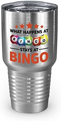 Vicces Szerencsés Bingo, Mi Történik Bingo Marad Bingo Ringneck Dobon Férfiak Nők (30 OZ, Szürke)