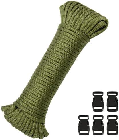 HYUNOLOGY Nylon Kábel, 550 Paracord Kötelet, 5/32 x 50' Többfunkciós Paracord Kötelek, Zöld Hadsereg Paracord Survival