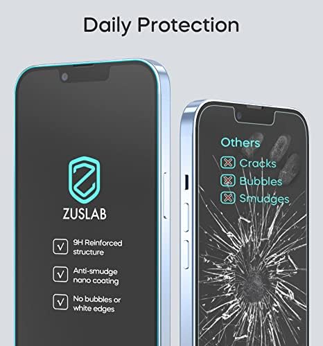 Zuslab iPhone 13 Pro Max/14 Plus kijelző Védő fólia Edzett Üveg Egyszerű Telepítés Kit, [Buborék Szabad] [Anti Karcolás]