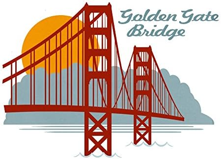 Lámpás Nyomja Meg A San Francisco, Kalifornia, Retro Skyline, Golden Gate Híd ( Pamut Vászon Újrafelhasználható