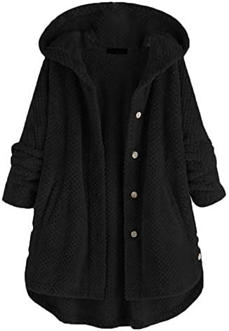Andongnywell Női Kabát Alkalmi Gyapjú Fuzzy Ál Shearling Meleg Téli Outwear Kabát Zsebekkel (Fekete,3X-Nagy)