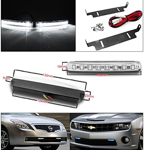 ZMAUTOPARTS DRL LED Fekete Projektor Fényszóró Fényszóró w/6 Fehér LED Világítás DRL A 2011-2014-Es Dodge Charger
