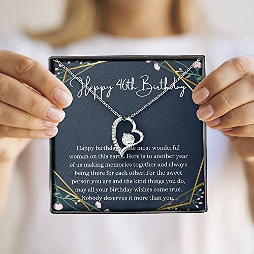 Üzenet Kártya Ékszerek, Kézzel készített Nyaklánc - Személyre szabott Ajándék, Szív, Boldog 46 Szülinapi Nyaklánc Üzenet