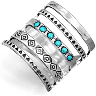 Nyugat Ékszerek Természetes Türkiz Gyémánt Gyűrű a Nők Bohém Türkiz-Ezüst Színű Gyűrű Női Türkiz Ékszer Állítható Évjárat