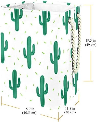 Inhomer Zöld Kaktusz Minta 300D Oxford PVC, Vízálló Szennyestartót Nagy Kosárban a Takaró Ruházat, Játékok Hálószoba