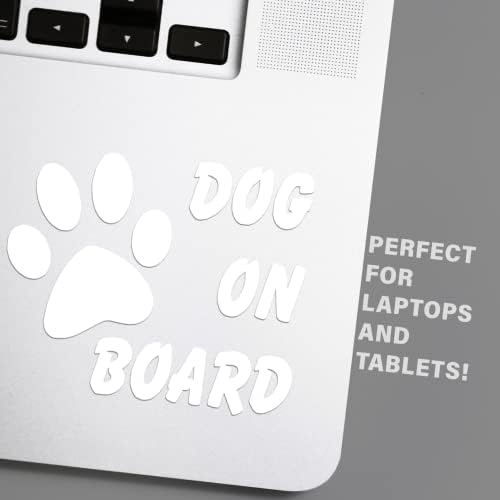 Dog on Board Vinyl Matrica | Autók, Teherautók, Furgonok Falak Laptopok Cups | Fehér | 6 X 5 Cm | KCD910