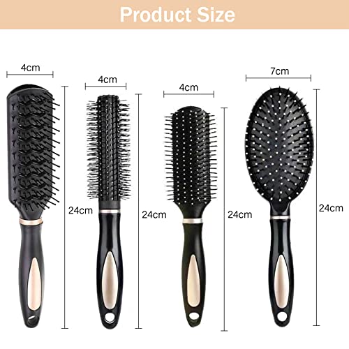 DAPIN 4-pack hajkefe szett antisztatikus masszázs ovális comb kerek hajkefe kerek hajkefe lapát, kefe, fésű készlet,