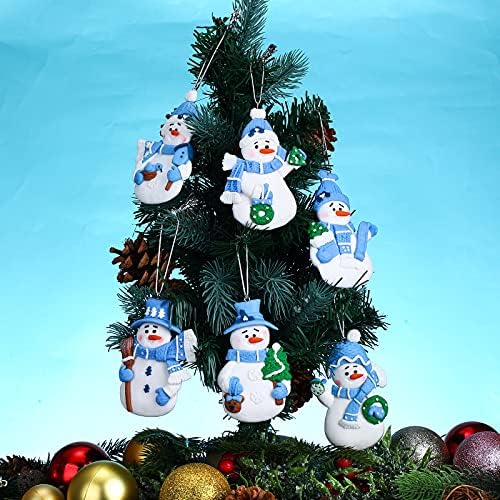 Kék Hóember, karácsonyfa Díszek, Klasszikus Karácsonyi Dekoráció Mini Polimer Agyag Karácsonyi Díszek a Hóember, karácsonyfa