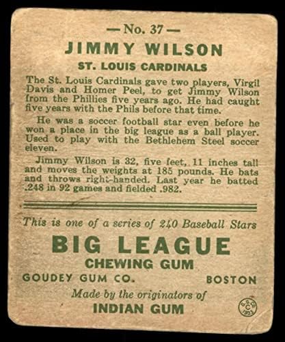 1933 Goudey 37 Jimmy Wilson St. Louis Cardinals (Baseball Kártya) FAIR Bíborosok