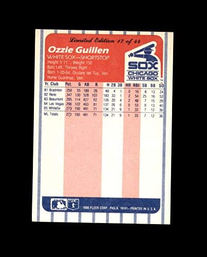 Ozzie Guillen Kézzel Aláírt 1986 Fleer Liga Vezetői Chicago White Sox Autogramot