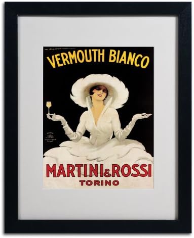 Martini Bianco Martinit, de Rossi által Marcello Dudovich Vászon Borító Fekete Keret, 16, 20-Hüvelyk