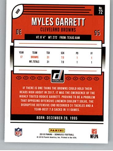 2018 Donruss Foci 72 Myles Garrett Cleveland Browns Hivatalos NFL Trading Card