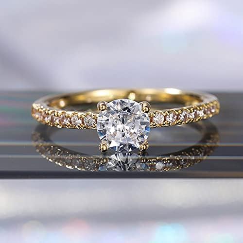2023 Új, Egyszerű Női Cirkónium-oxid Bling Gyémánt Eljegyzési Gyűrűt Fiú Gyűrű (Arany, 10)